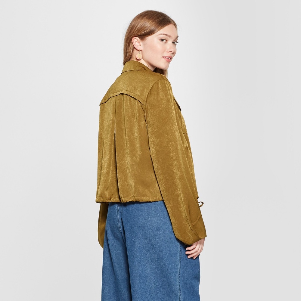 NEW A New Day Moss Satin Windbreaker Jacket [E4] - Picture 2 of 8